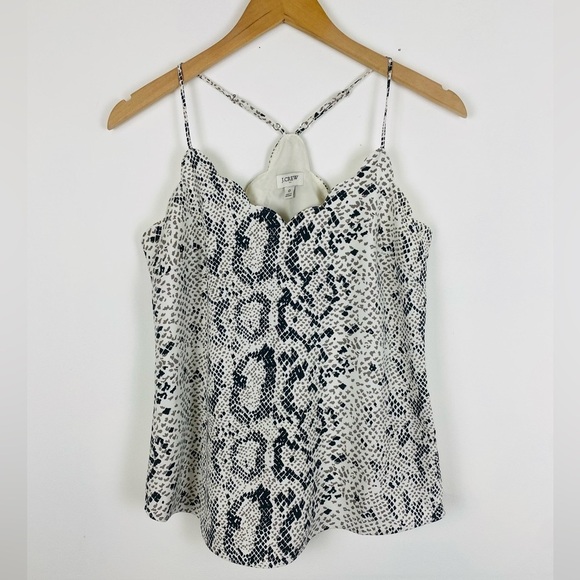 J.Crew Factory Lot of 2 Size 0 Lined Cami Tank Top Scalloped Snakeskin Leopard - Picture 4 of 16